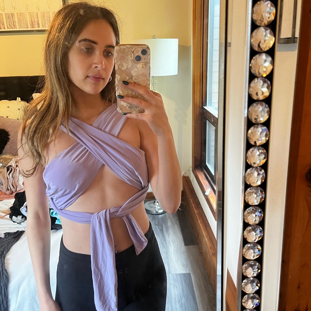 Bundle of criss cross tops - Lilac purple, Aqua blue, and Mint green - size XS/S